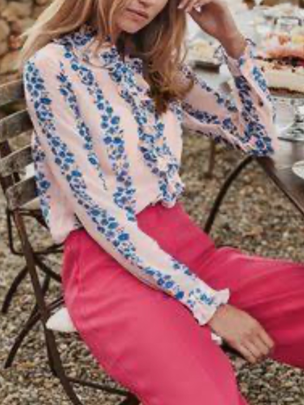 Boden Kathleen Ruffle Button-Down Shirt – Blush Pink Floral
